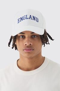 Boohoo England Embroidered Cap In White, White