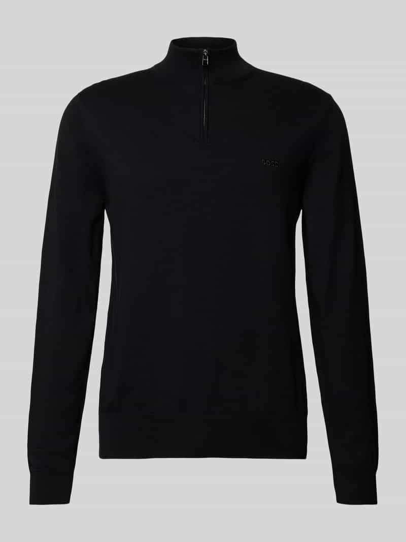 Boss Gebreide pullover met korte ritssluiting, model 'Padro'