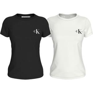 Calvin Klein Shirt met ronde hals 2-PACK MONOLOGO SLIM TEE met  jeans logoprint op borsthoogte (2-delig, Set van 2)