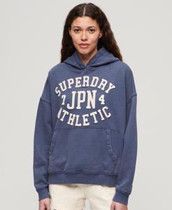 Superdry Vrouwen Athletic Essentials Oversized Hoodie met Applicatie Blauw