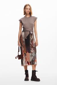 Desigual Midi-jurk met arty-combinatie. - BROWN