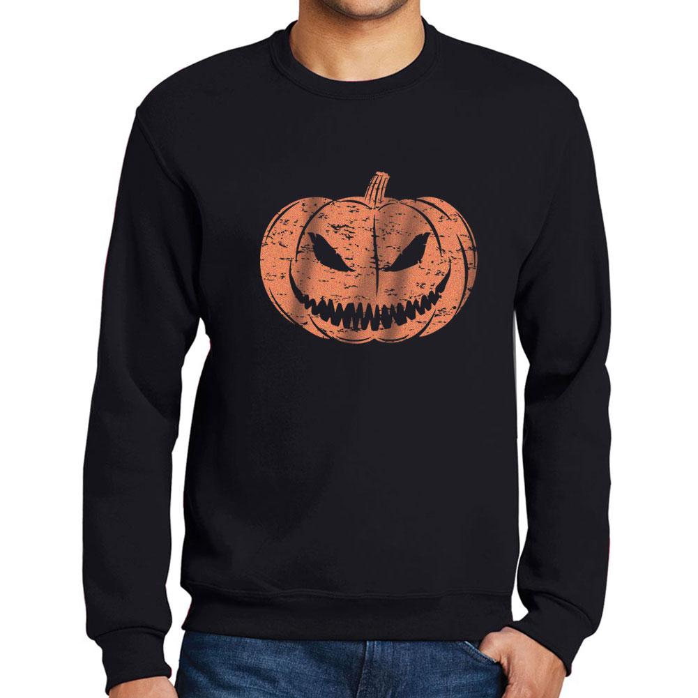 Ultrabasic Heren bedrukt grafisch sweatshirt pompoengezicht T-shirt schattig casual herfst Halloween tee-tops diepzwart