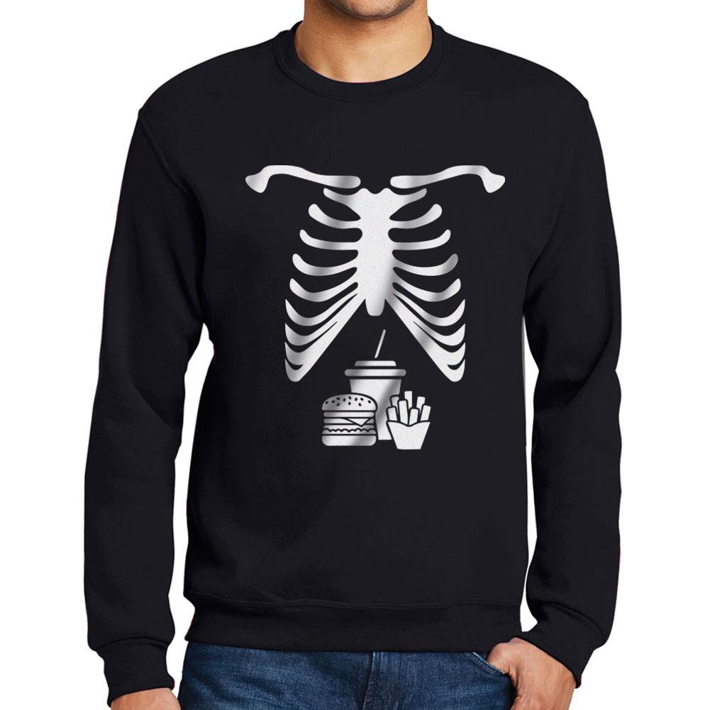 Ultrabasic Heren bedrukt grafisch sweatshirt skelet junkfood buik Xray Tee Halloween cadeau diep zwart