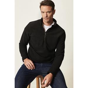 Santra Sports Wear Men's Black Anti-pilling Non-pilling Standard Fit Stand-up Collar Cold-proof Fleece Sweatshirt