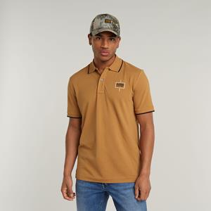 G-Star RAW Chest Logo Striped Polo - Bruin - Heren