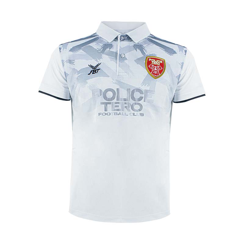 FBT Football club FC jersey shirt Police Tero Dragon THAILAND LEAGUAGE POLYESTER soccer futsal  sport white gray