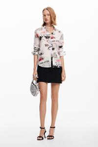 Desigual Lange mouwen shirt met tekst en bloemen. - WHITE