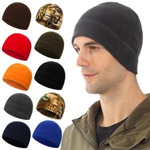 2NLuckyDressing 1pc Fashion Windproof Melon Hat Fleece Cap Round Solid Color Unisex Military Outdoor Soft