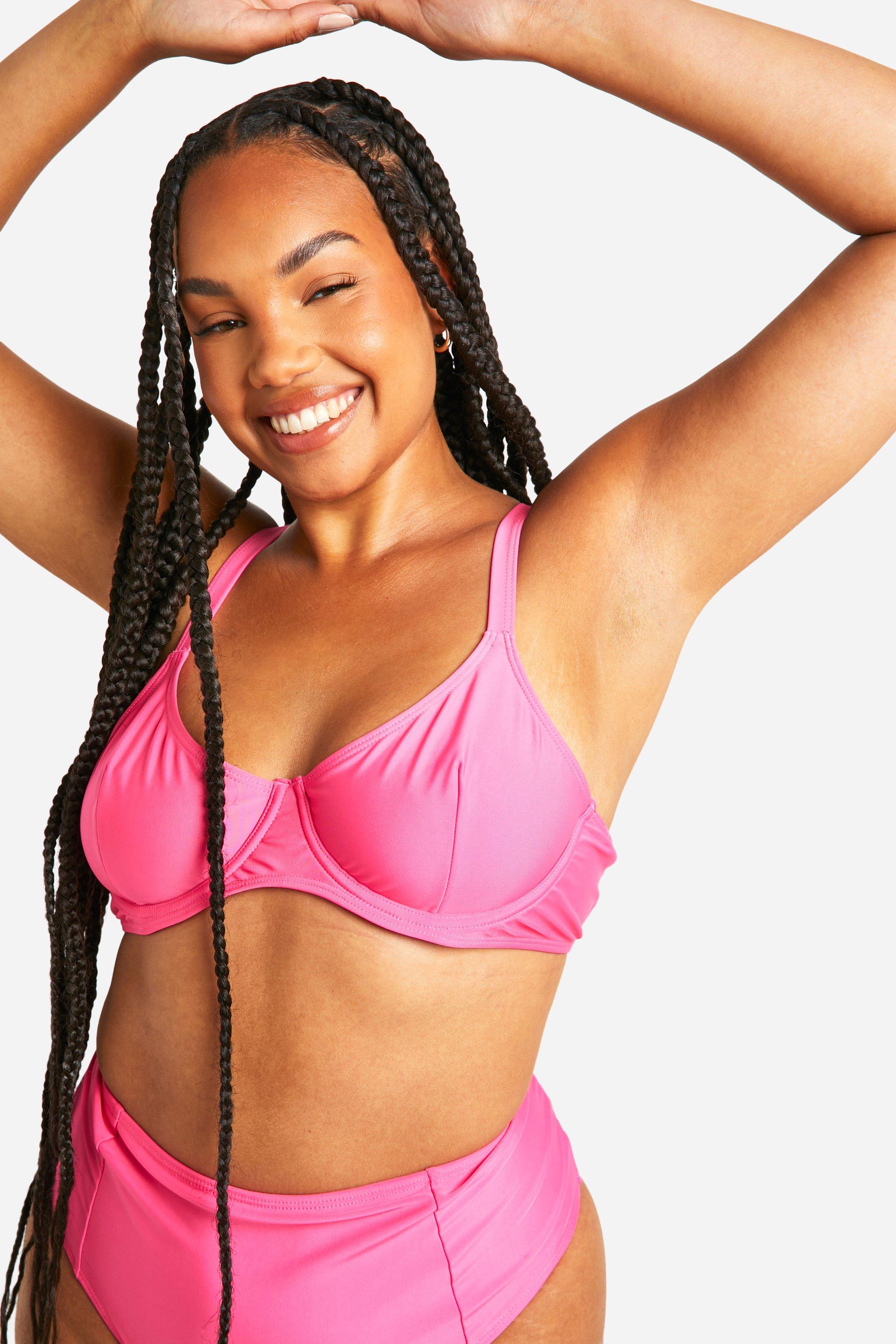 Boohoo Plus Essentials Underwired Bikini Top, Pink