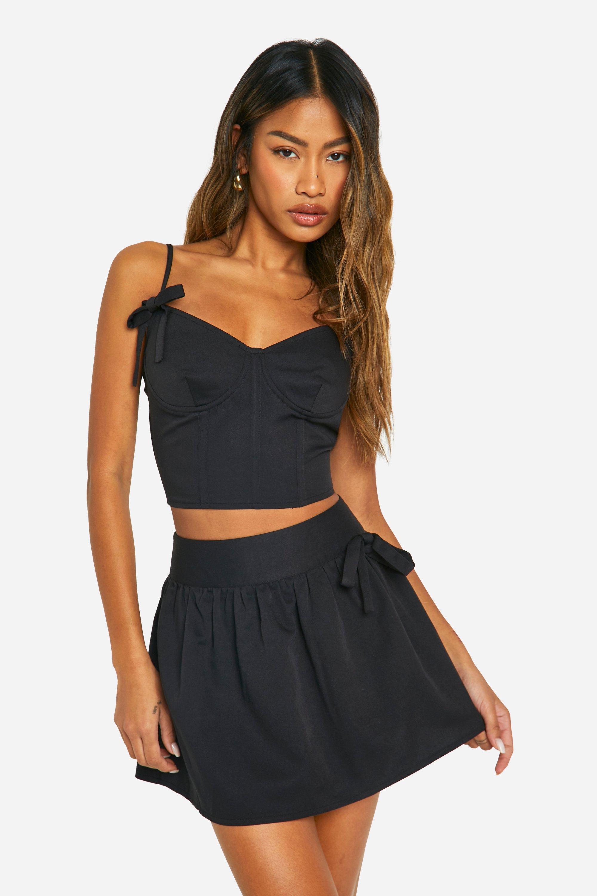 Boohoo Bow Detail Strappy Corset, Black