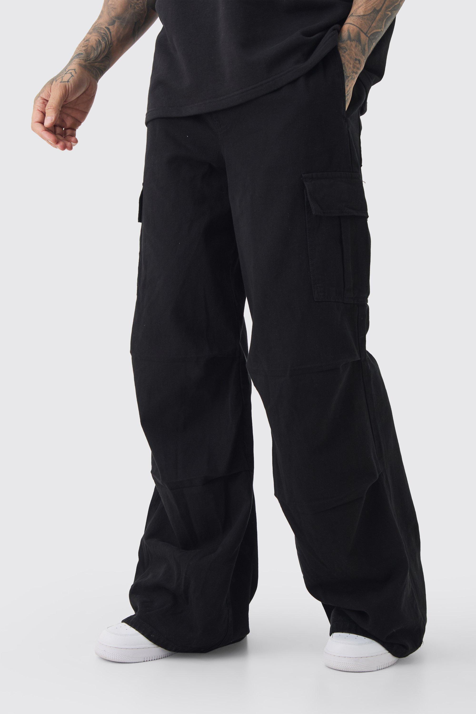 Boohoo Tall Extreme Baggy Fit Cargo Pants In Black, Black
