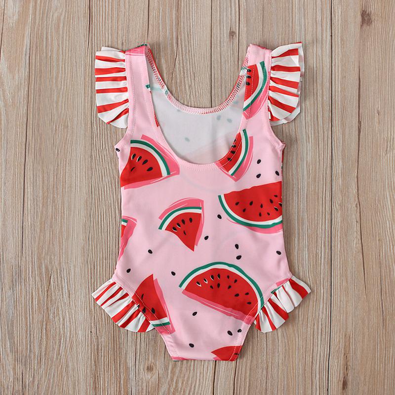 Selfyi Mouwloos kanten badpak voor meisjes Schattig zwempak met watermeloenprint voor kinderen