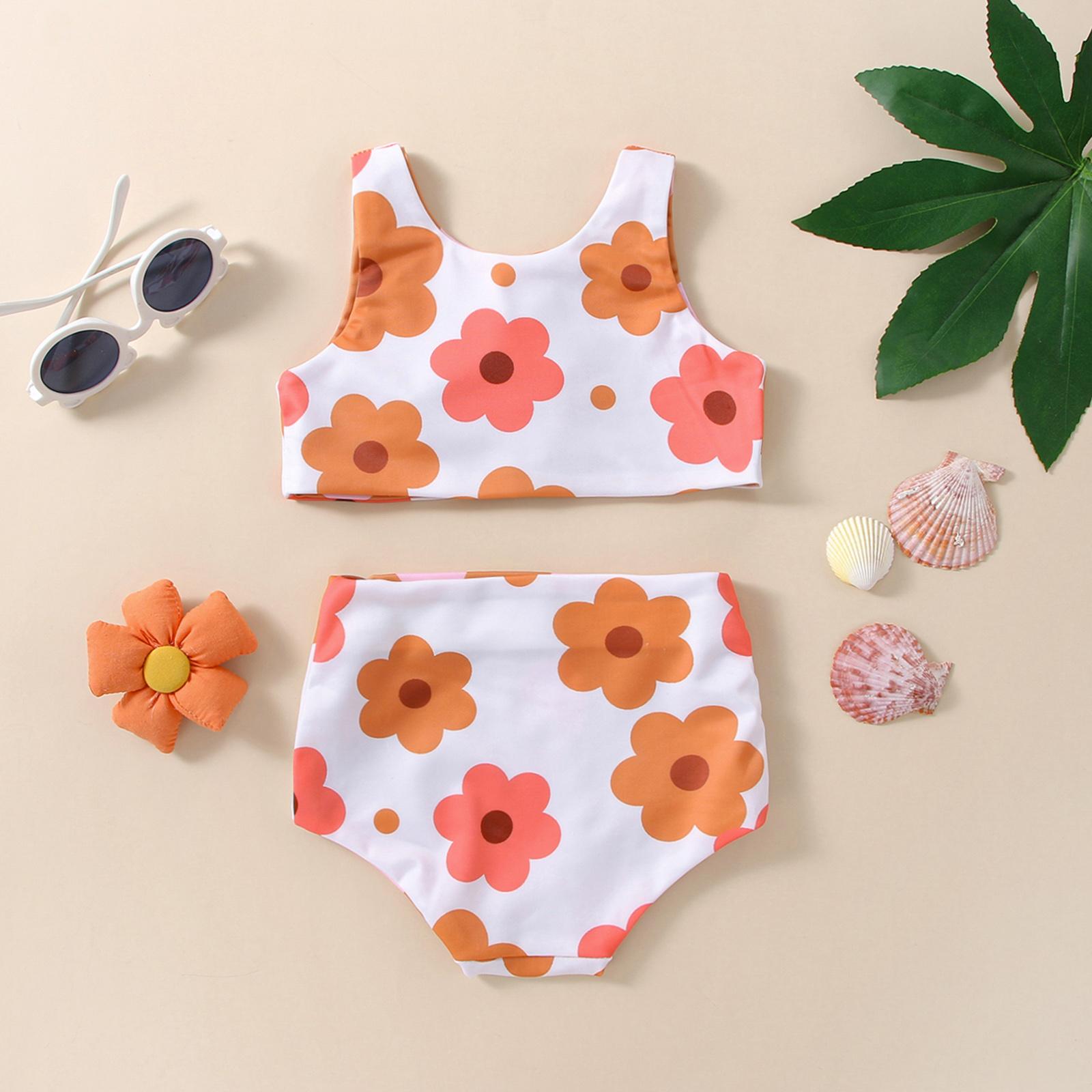 Little Fashionistas Kindermeisjes bikiniset 4Y 5Y 6Y bloemenprint 2-delig badpak badmode voor zomerstrandbaden