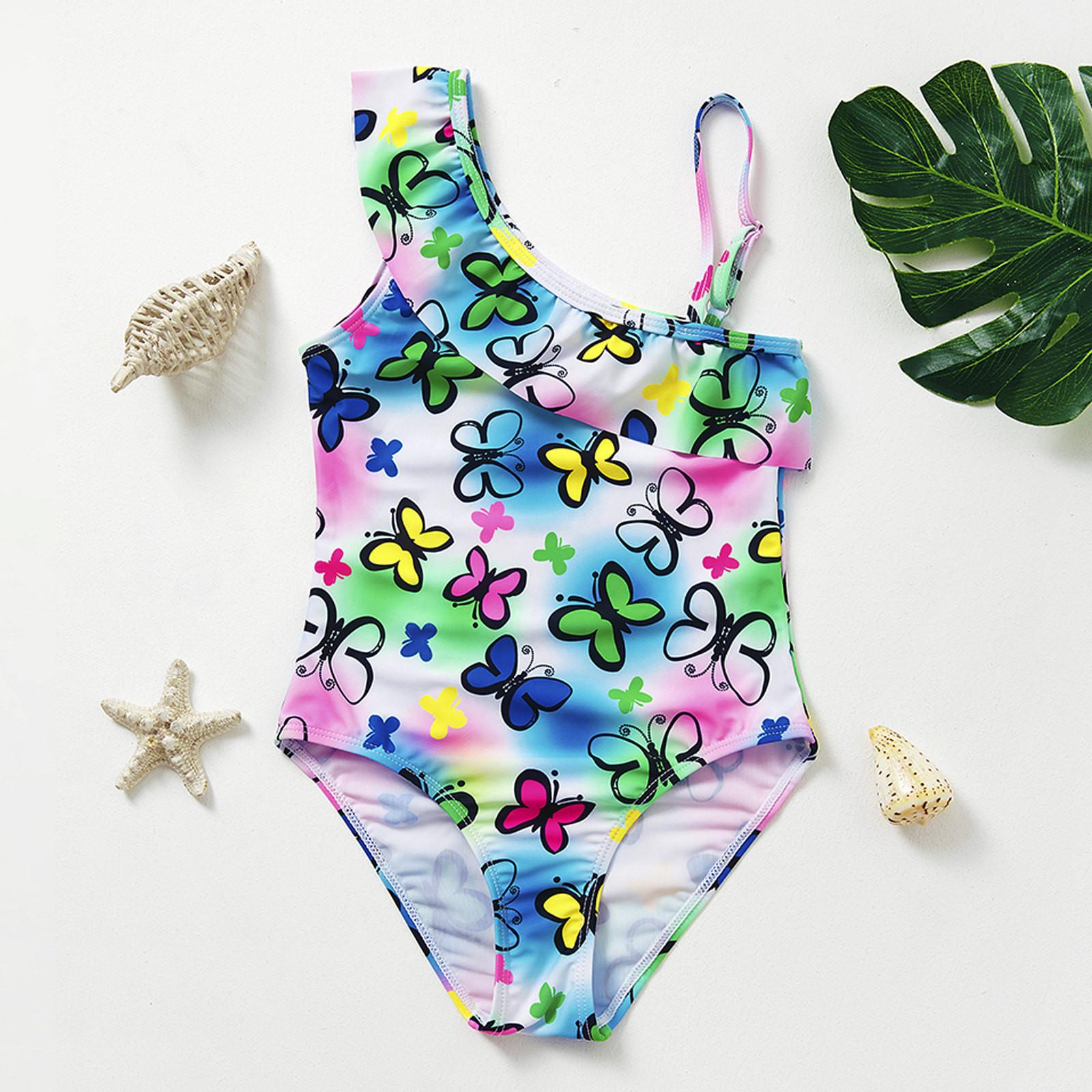 Winnerer Sun Summer Children's Shoulder Strap Butterfly Printed Swimsuit