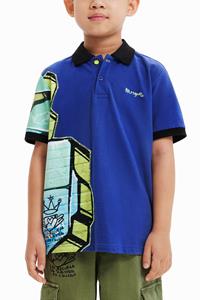 Desigual Poloshirt met korte mouwen en graffiti - BLUE