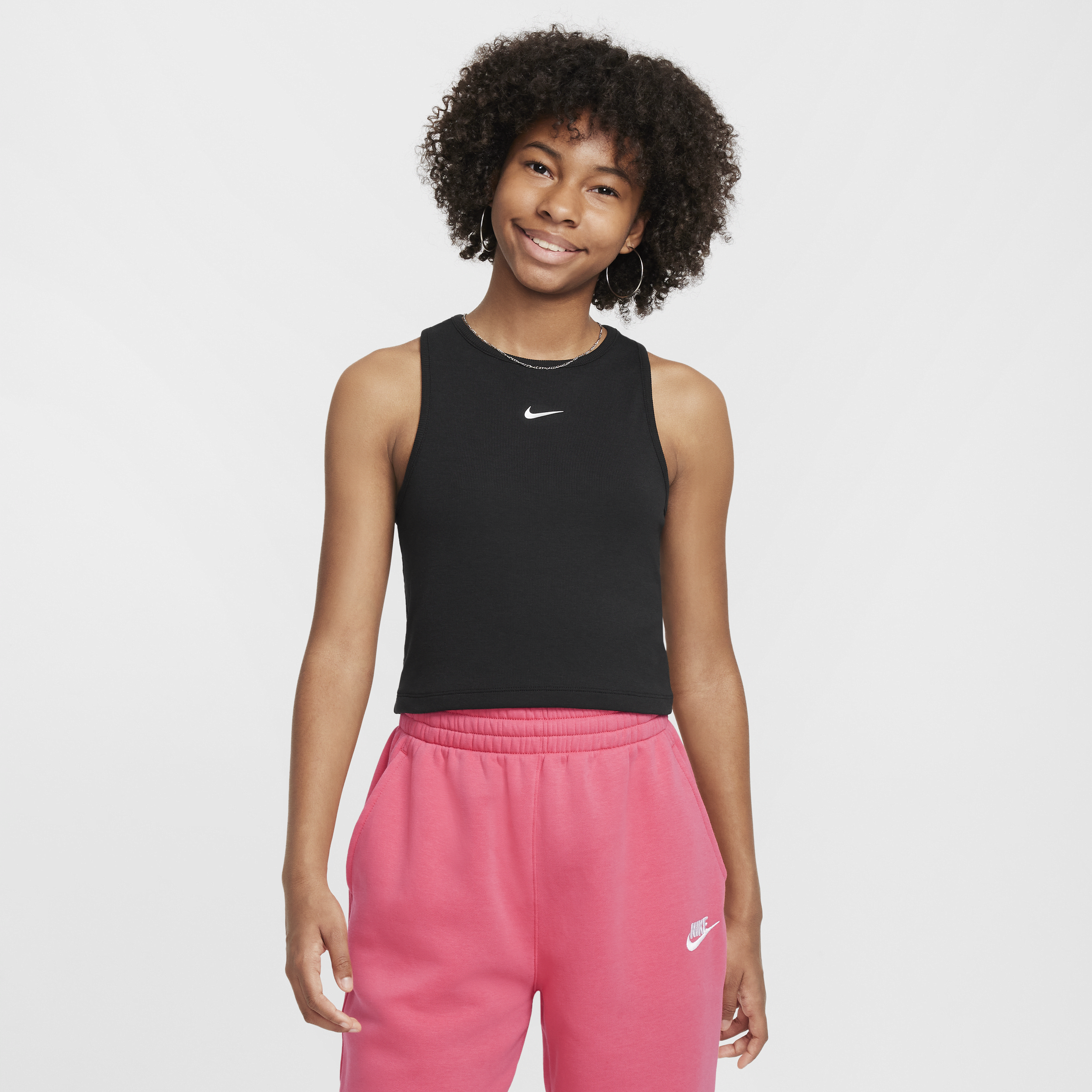 Nike Sportswear geribde tanktop voor meisjes - Zwart