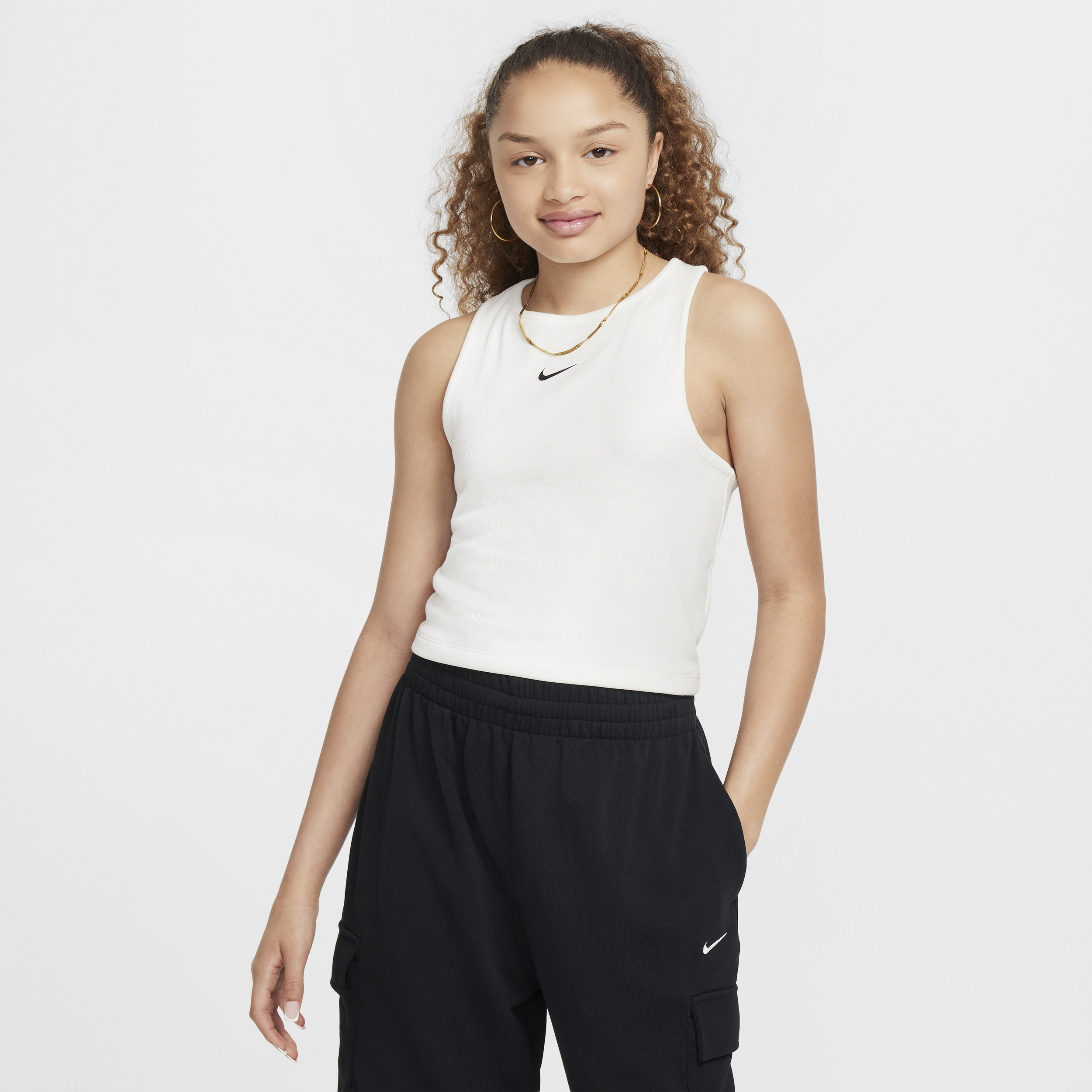 Nike Sportswear geribde tanktop voor meisjes - Wit