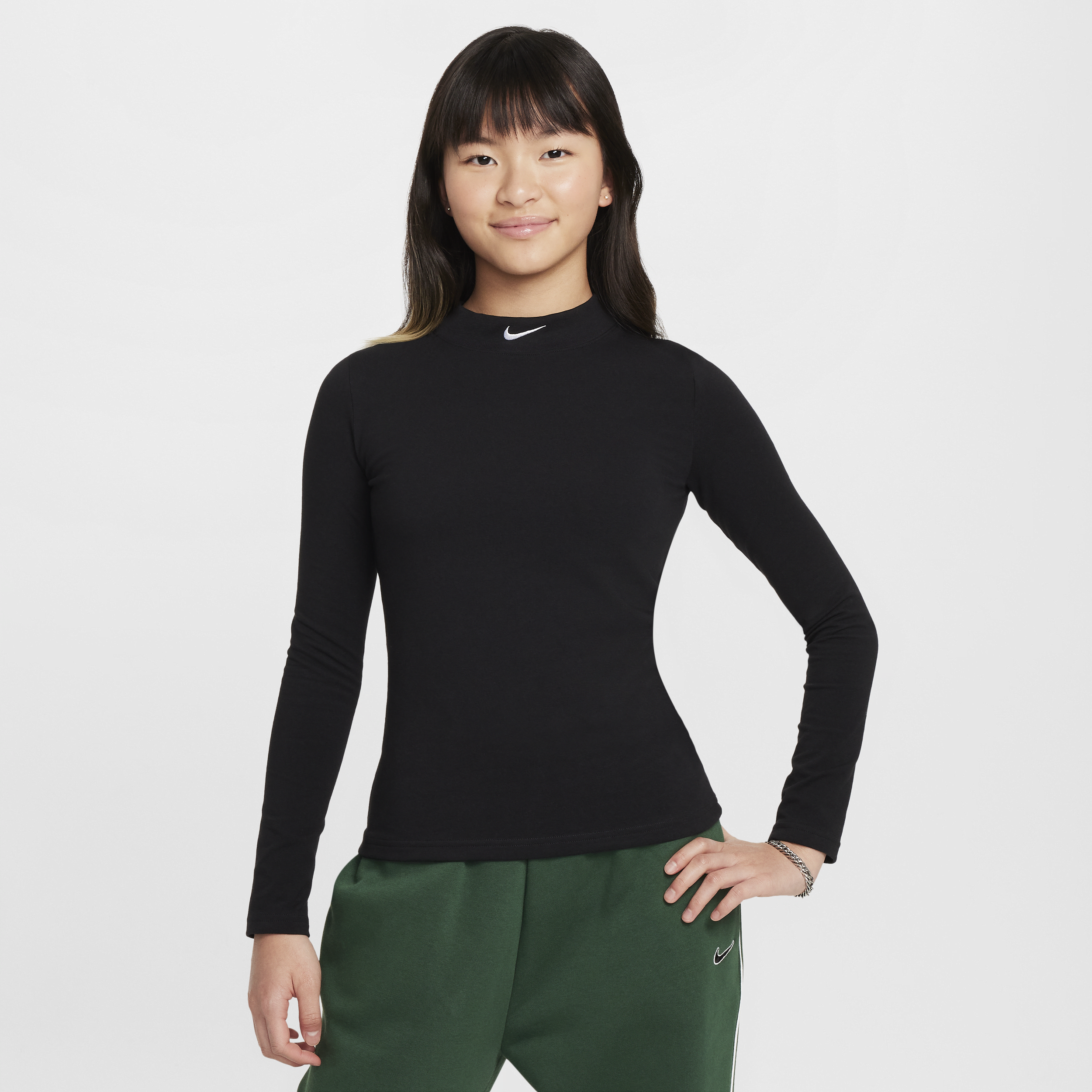 Nike Sportswear top met lange mouwen voor meisjes - Zwart