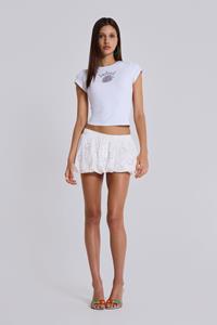 Jaded London White Broderie Lulu Puffball Boxer Micro Skirt