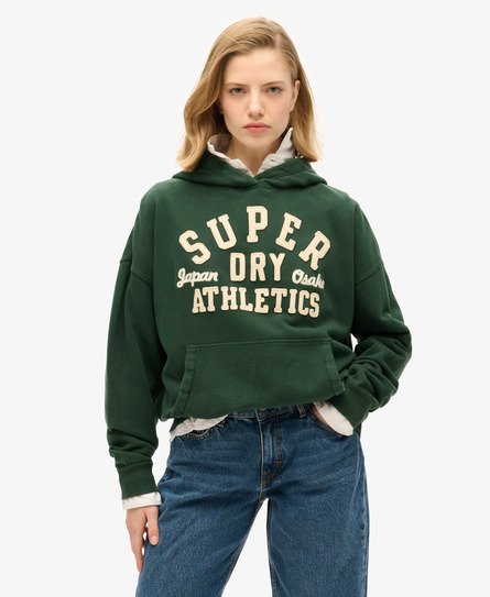 Superdry Vrouwen Athletic Essentials Oversized Hoodie met Applicatie Groen