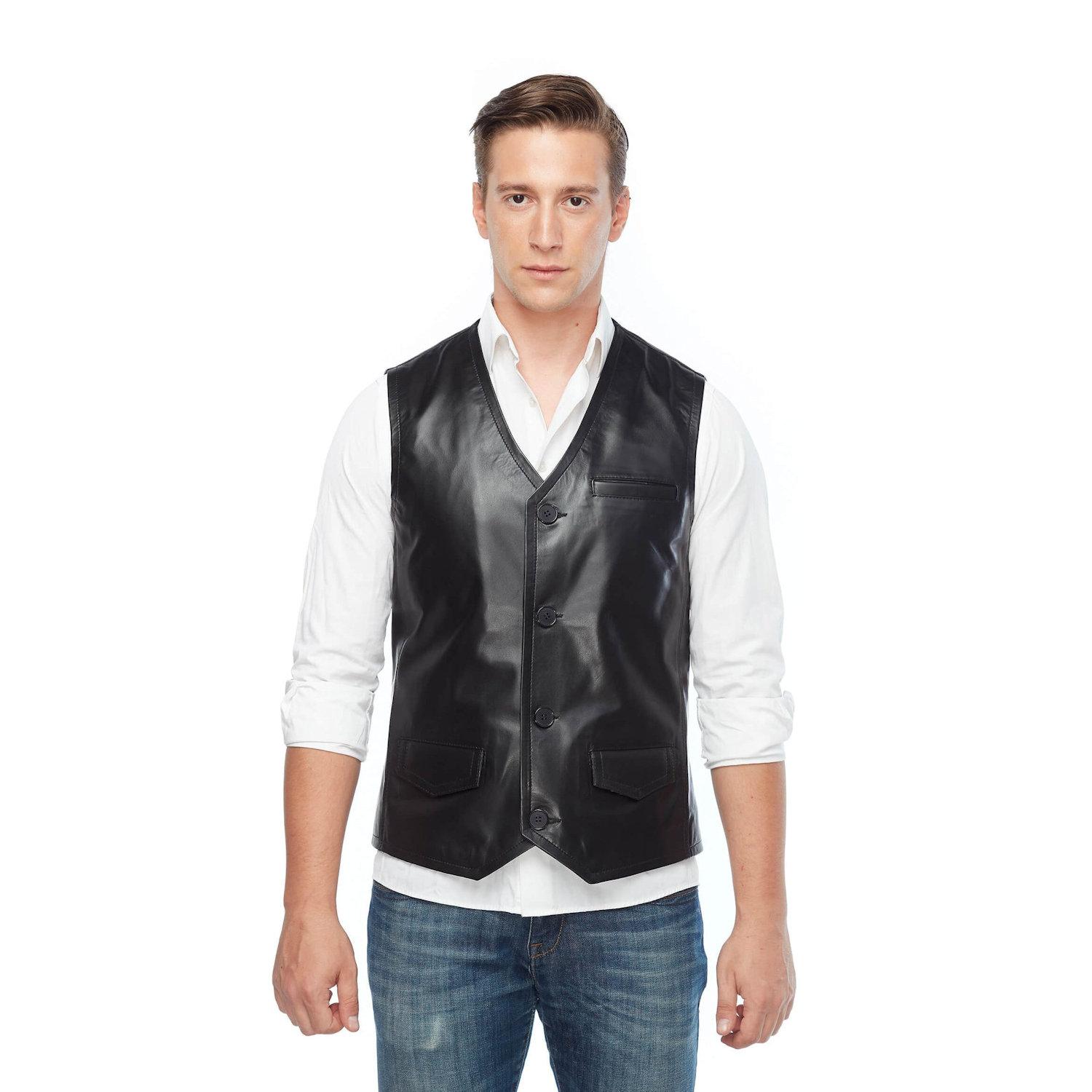 Deriza Pocket Genuine Leather Vest