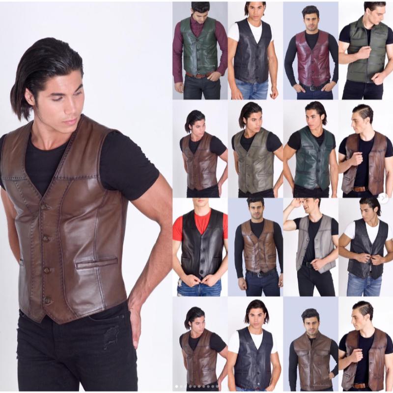 AurA Deri 100% Lamb Leather Vest, Brown Leather Vest, Soft Sheepskin Vest,men leather vest 100% genuine leather vest