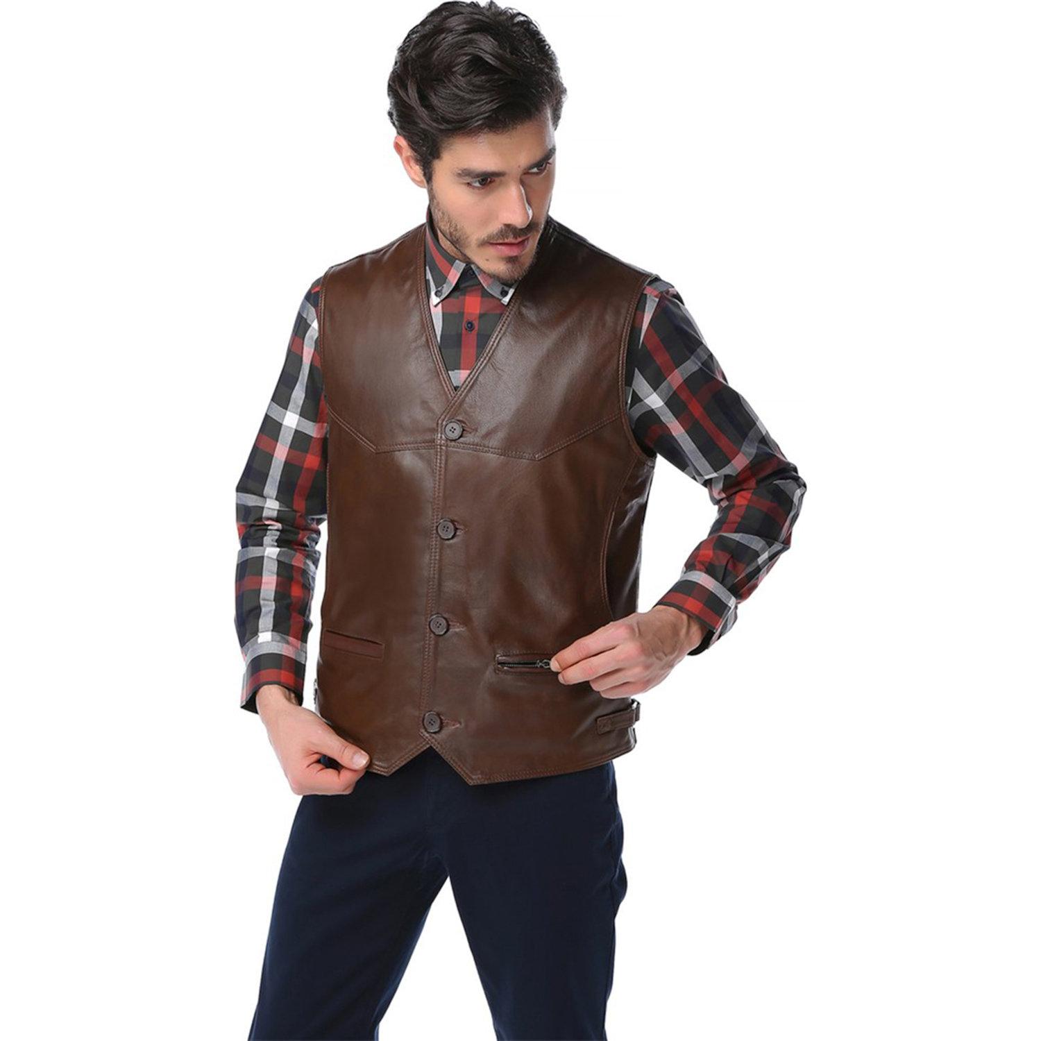 Dericlub Man %100 Genuine Leather Vest