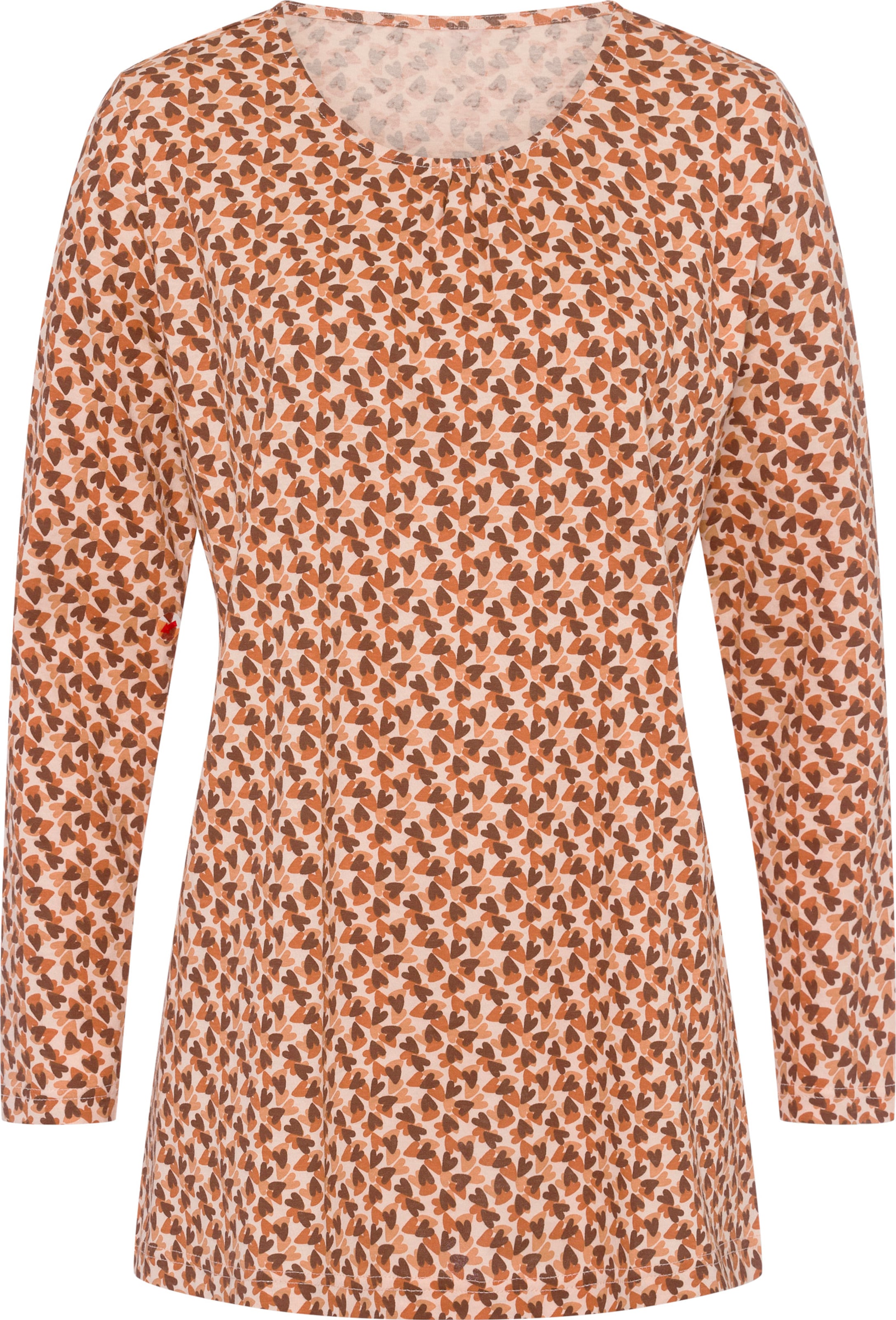 Your Look... for less! Dames Lang shirt apricot/roestrood bedrukt Maat