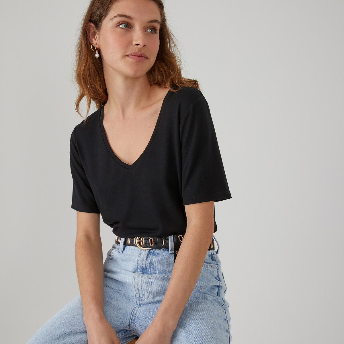 LA REDOUTE COLLECTIONS T-shirt met V-hals, lyocell