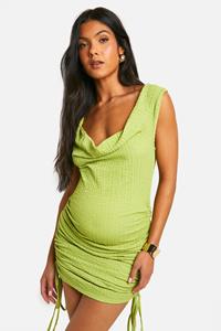 Boohoo Zwangerschap Geplooide Gerecyclede Mini Jurk, Lime