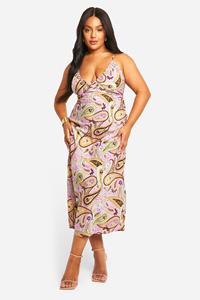 Boohoo Plus Paisley Midaxi Jurk Met Bandjes, Multi