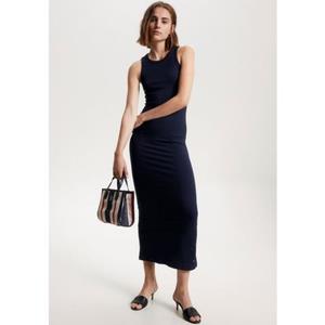 Tommy Hilfiger Jerseyjurk SLIM 5X2 RIB MIDI DRESS NS