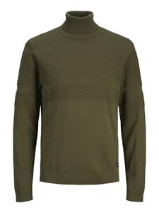 Jack & Jones Jcochris bubble stitch knit roll ne olijf