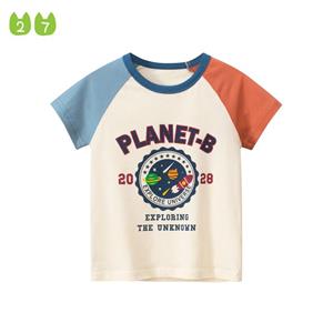 27kids Cartoon jongen zomer T-shirt met korte mouwen Baby's top vijfpuntige sterpatroon