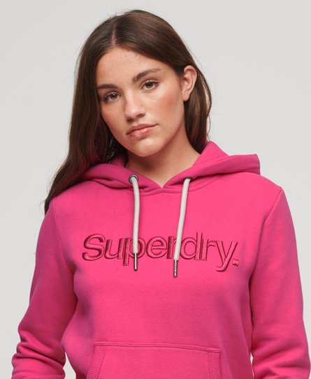 Superdry Vrouwen Tonal Hoodie met Geborduurd Logo Roze