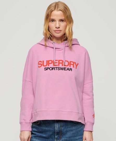 Superdry Vrouwen Sportwear Logo Boxy Hoodie Roze