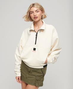 Superdry Vrouwen Wijdvallend Tech Sweatshirt met Halflange Rits Crème