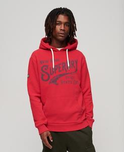 Superdry Mannen 34th Street Script Hoodie Rood