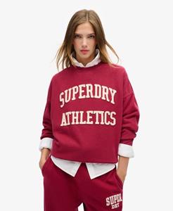 Superdry Vrouwen Athletic Essentials Oversized Trui met Ronde Hals en Applicatie Rood