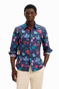 Desigual Langarmhemd met bloemen- en schedelprint - BLUE