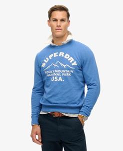 Superdry Mannen Outdoors Sweatshirt met Ronde Hals en Print Blauw