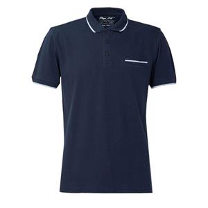 Keep Out Marineblauw herenpoloshirt met gedetailleerde strepen, marineblauw