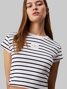 CALVIN KLEIN JEANS Gestreept T-shirt met ronde hals, korte mouwen en CK logo