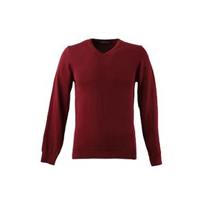 Keep Out Basic gebreide herensweater met V-hals, bordeauxrood