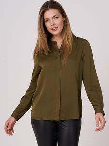 REPEAT cashmere Zijden blouse met Mao-kraag