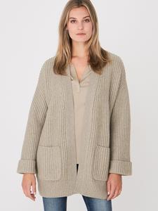 REPEAT cashmere Oversized grof ribgebreid vest met voorzakken