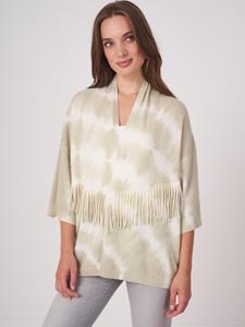 REPEAT cashmere Vest met tie-dye print en franjes van biologisch cashmere