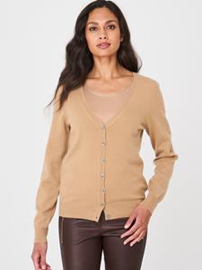 REPEAT cashmere Basic vest met V-hals van zuiver cashmere