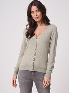 REPEAT cashmere Basic vest met V-hals van zuiver cashmere