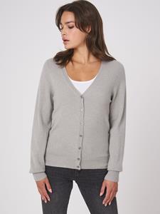 REPEAT cashmere Basic vest met V-hals van zuiver cashmere